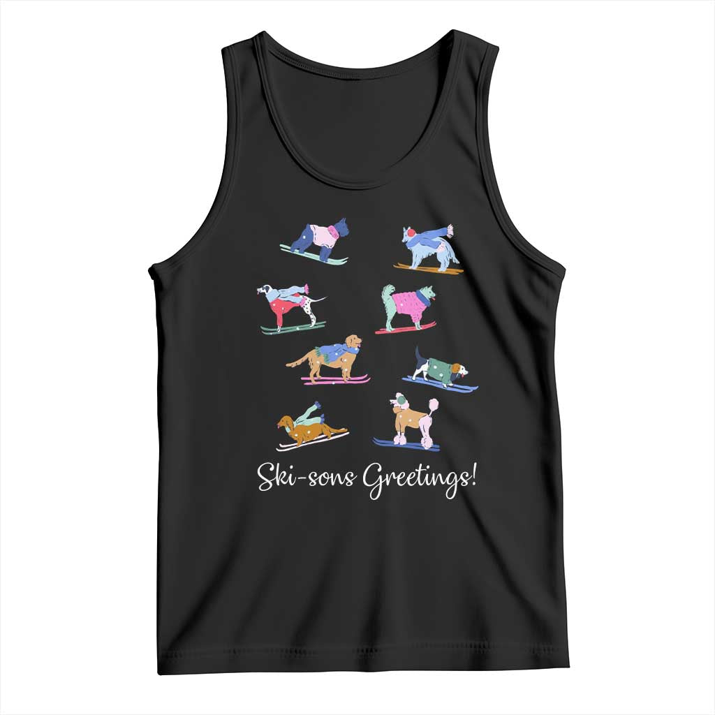 Funny Skiing Dog Tank Top Ski Sons Greetings Ski Winter Sport TS11 Black Print Your Wear