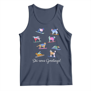 Funny Skiing Dog Tank Top Ski Sons Greetings Ski Winter Sport TS11 Navy Print Your Wear