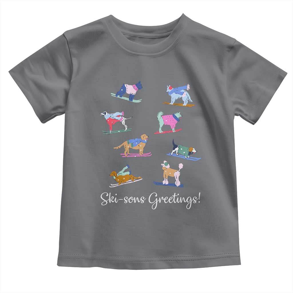 Funny Skiing Dog Toddler T Shirt Ski Sons Greetings Ski Winter Sport TS11 Charcoal Print Your Wear