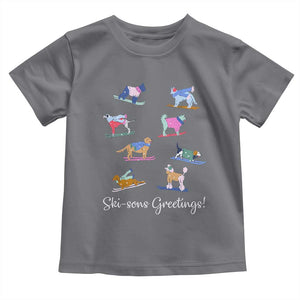 Funny Skiing Dog Toddler T Shirt Ski Sons Greetings Ski Winter Sport TS11 Charcoal Print Your Wear