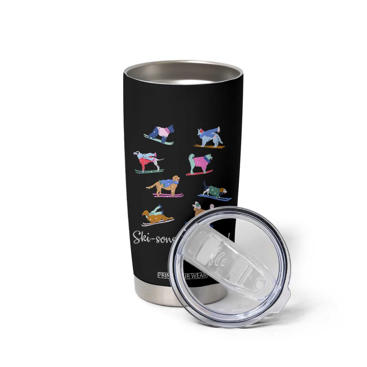 Funny Skiing Dog Tumbler Cup Ski Sons Greetings Ski Winter Sport TS11 Print Your Wear