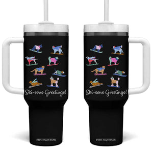 Funny Skiing Dog Tumbler With Handle Ski Sons Greetings Ski Winter Sport TS11 One Size: 40 oz Black Print Your Wear