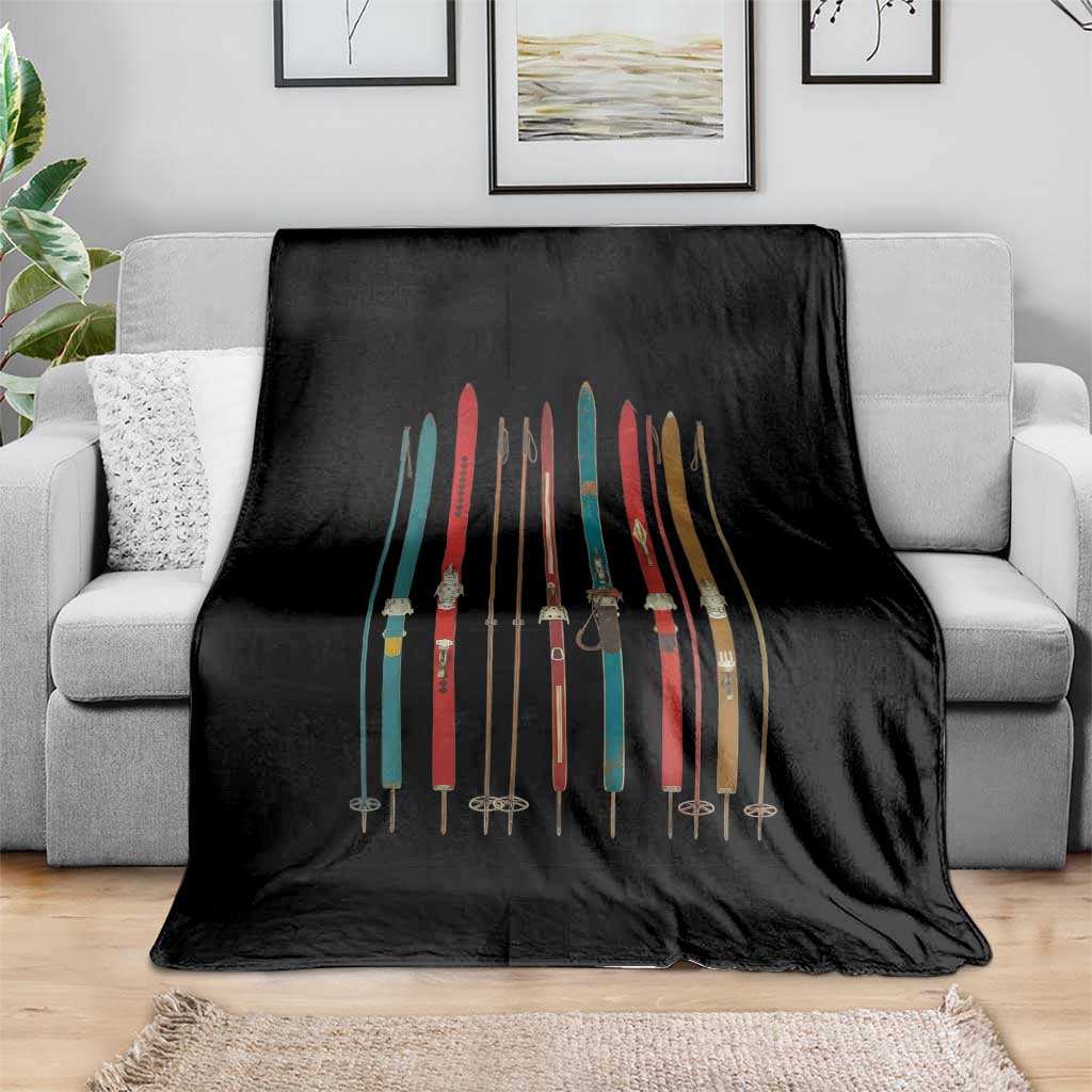 Vintage Skiblades Skiboards Skiing Ski Season Winter Sport Throw Blanket TS11 Print Your Wear