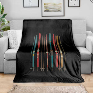 Vintage Skiblades Skiboards Skiing Ski Season Winter Sport Throw Blanket TS11 Print Your Wear