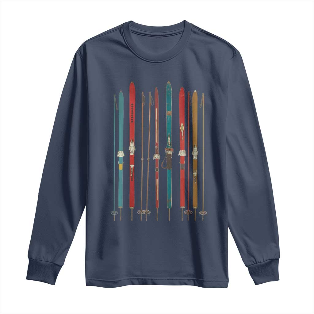 Vintage Skiblades Skiboards Skiing Ski Season Winter Sport Long Sleeve Shirt TS11 Navy Print Your Wear