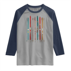 Vintage Skiblades Skiboards Skiing Ski Season Winter Sport Raglan Shirt TS11 Sport Gray Navy Print Your Wear