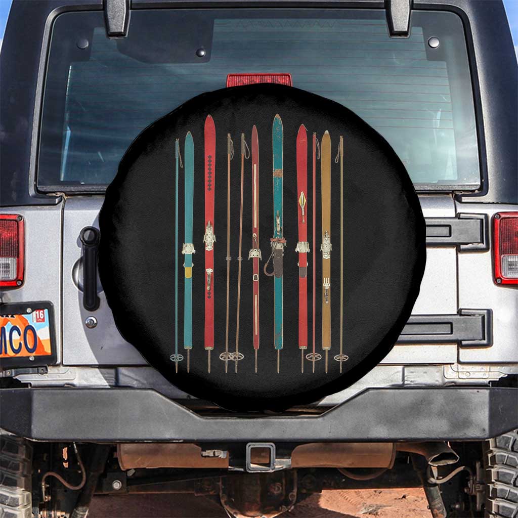 Vintage Skiblades Skiboards Skiing Ski Season Winter Sport Spare Tire Cover TS11 No hole Black Print Your Wear