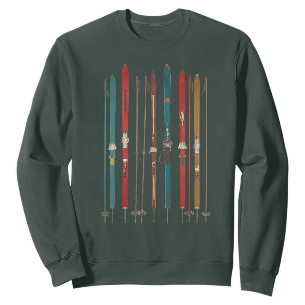 Vintage Skiblades Skiboards Skiing Ski Season Winter Sport Sweatshirt TS11 Dark Forest Green Print Your Wear