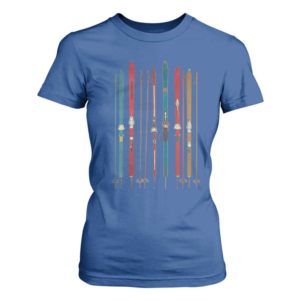 Vintage Skiblades Skiboards Skiing Ski Season Winter Sport T Shirt For Women TS11 Royal Blue Print Your Wear