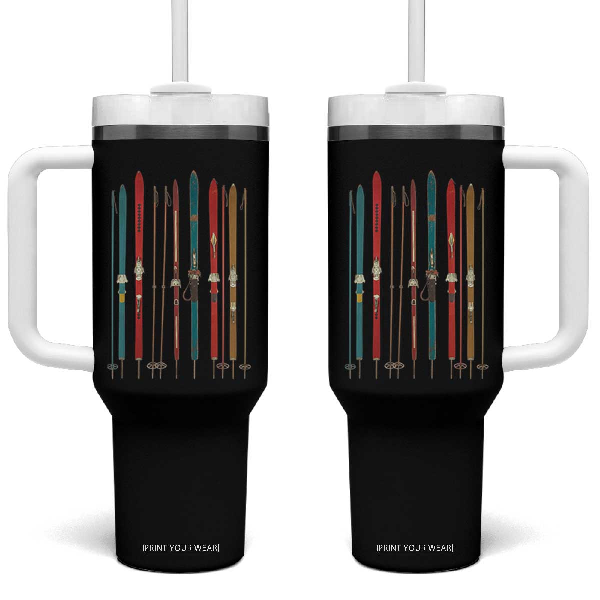 Vintage Skiblades Skiboards Skiing Ski Season Winter Sport Tumbler With Handle TS11 One Size: 40 oz Black Print Your Wear