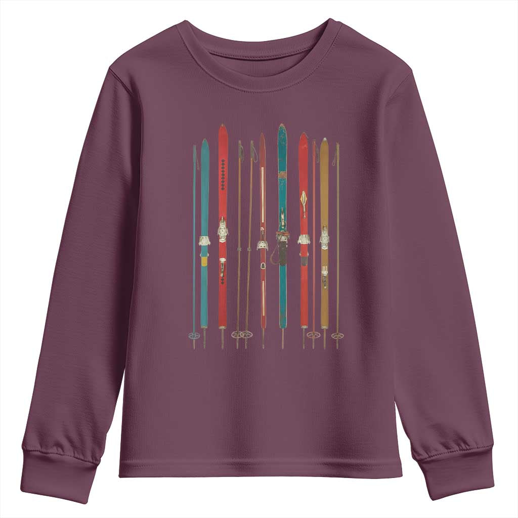 Vintage Skiblades Skiboards Skiing Ski Season Winter Sport Youth Sweatshirt TS11 Maroon Print Your Wear