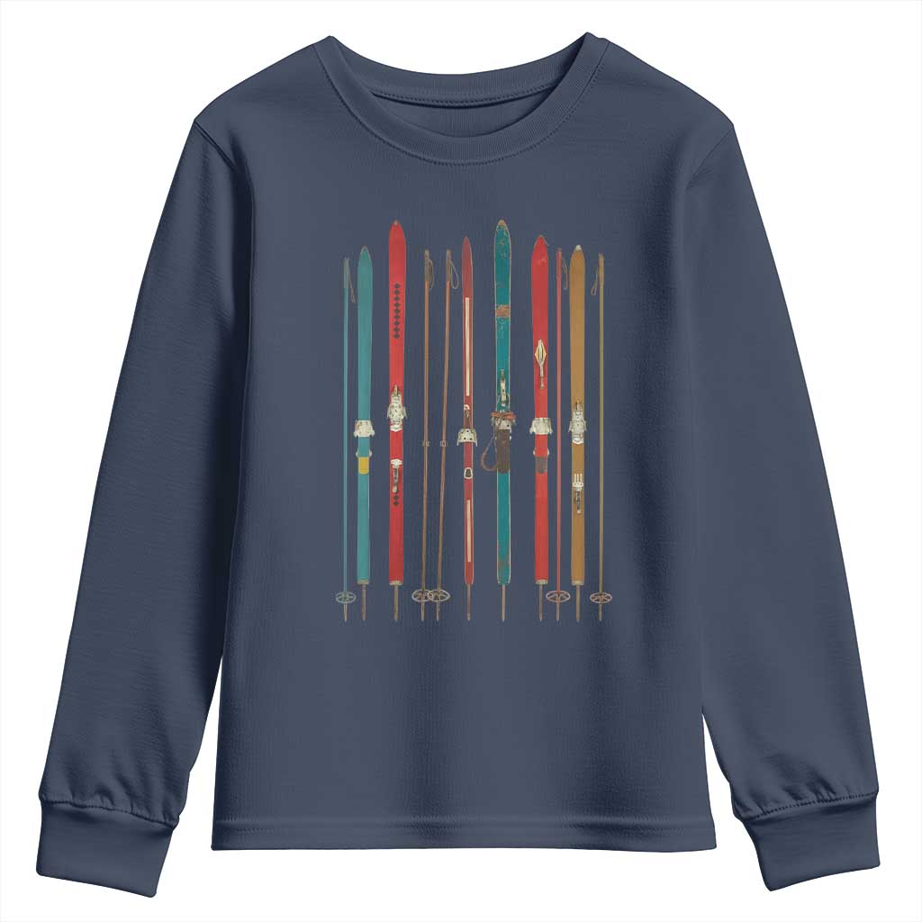 Vintage Skiblades Skiboards Skiing Ski Season Winter Sport Youth Sweatshirt TS11 Navy Print Your Wear
