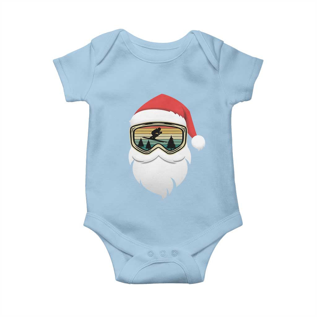 Funny Ski Christmas Winter Sport Skiing Santa Hat Baby Onesie TS11 Light Blue Print Your Wear