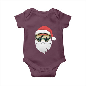 Funny Ski Christmas Winter Sport Skiing Santa Hat Baby Onesie TS11 Maroon Print Your Wear