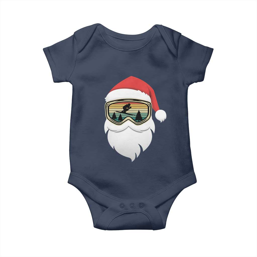 Funny Ski Christmas Winter Sport Skiing Santa Hat Baby Onesie TS11 Navy Print Your Wear