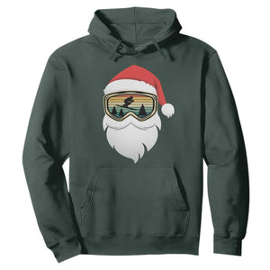 Funny Ski Christmas Winter Sport Skiing Santa Hat Hoodie TS11 Dark Forest Green Print Your Wear