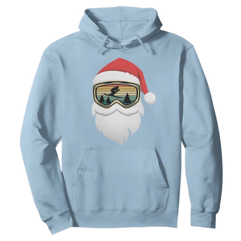 Funny Ski Christmas Winter Sport Skiing Santa Hat Hoodie TS11 Light Blue Print Your Wear