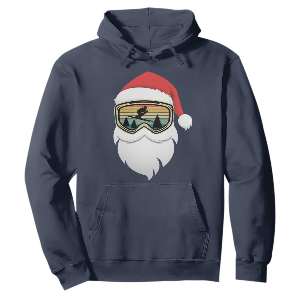 Funny Ski Christmas Winter Sport Skiing Santa Hat Hoodie TS11 Navy Print Your Wear
