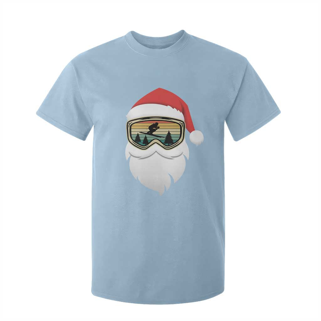 Funny Ski Christmas Winter Sport Skiing Santa Hat T Shirt For Kid TS11 Light Blue Print Your Wear