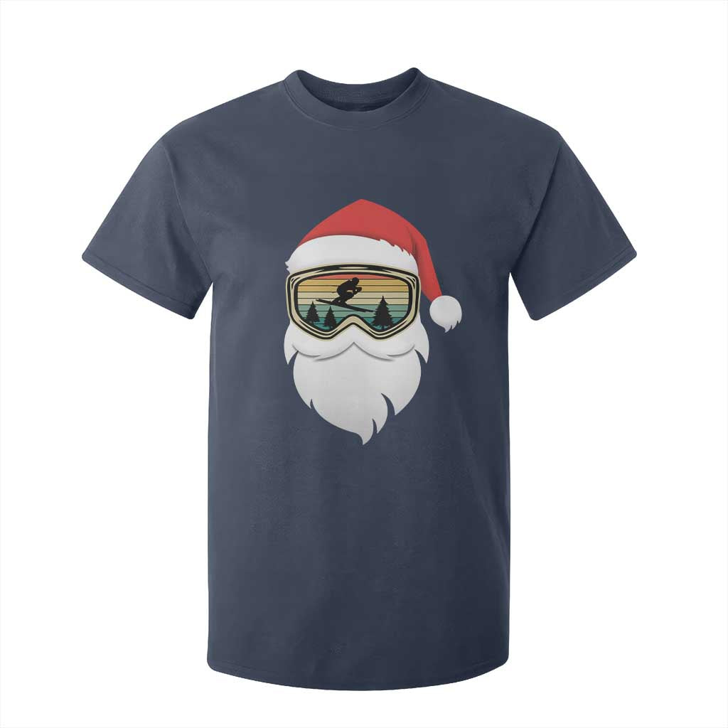 Funny Ski Christmas Winter Sport Skiing Santa Hat T Shirt For Kid TS11 Navy Print Your Wear