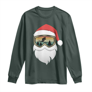 Funny Ski Christmas Winter Sport Skiing Santa Hat Long Sleeve Shirt TS11 Dark Forest Green Print Your Wear