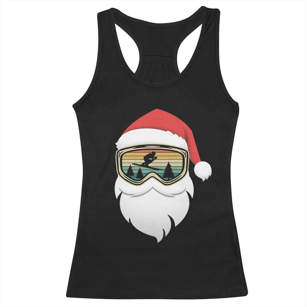 Funny Ski Christmas Winter Sport Skiing Santa Hat Racerback Tank Top TS11 Black Print Your Wear