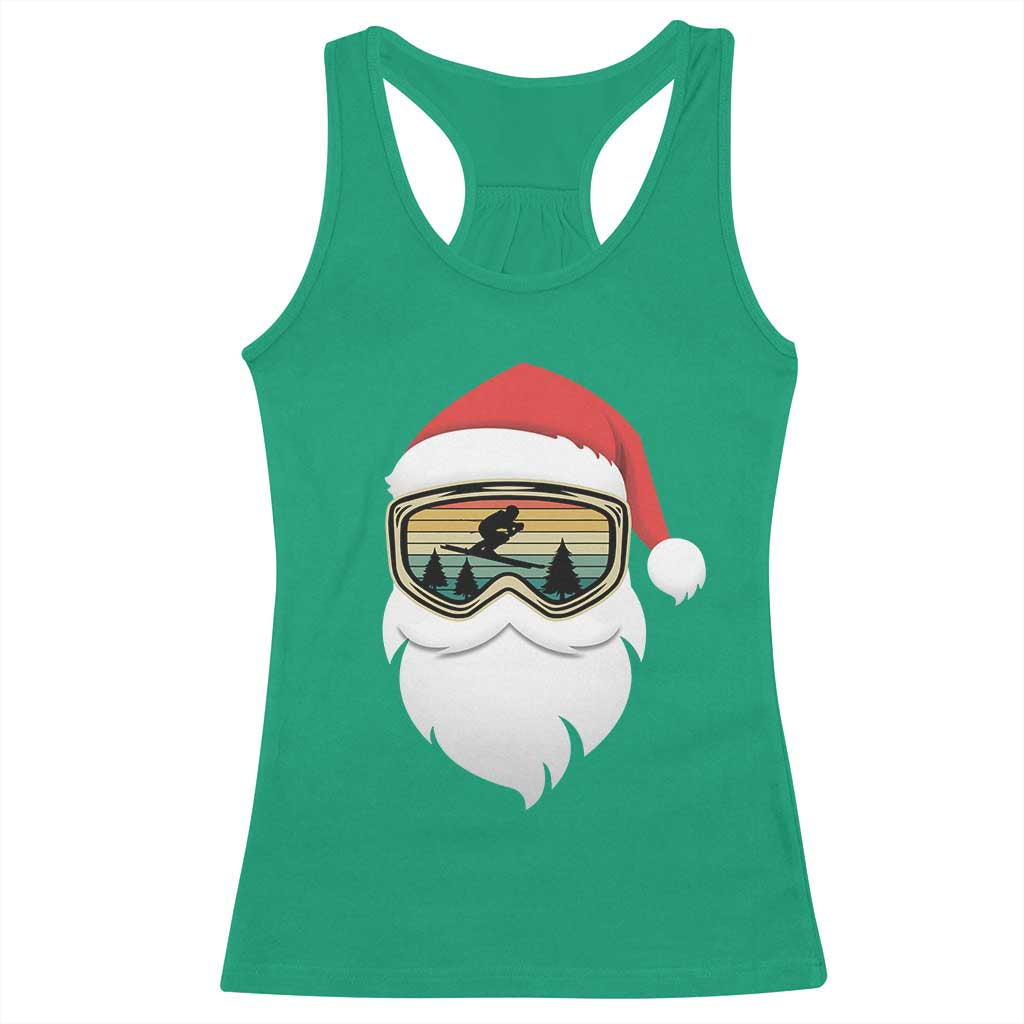 Funny Ski Christmas Winter Sport Skiing Santa Hat Racerback Tank Top TS11 Irish Green Print Your Wear