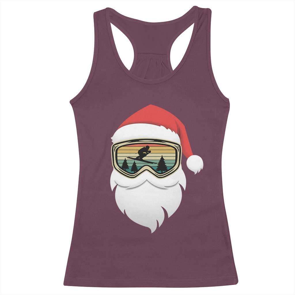 Funny Ski Christmas Winter Sport Skiing Santa Hat Racerback Tank Top TS11 Maroon Print Your Wear