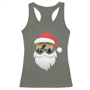 Funny Ski Christmas Winter Sport Skiing Santa Hat Racerback Tank Top TS11 Military Green Print Your Wear