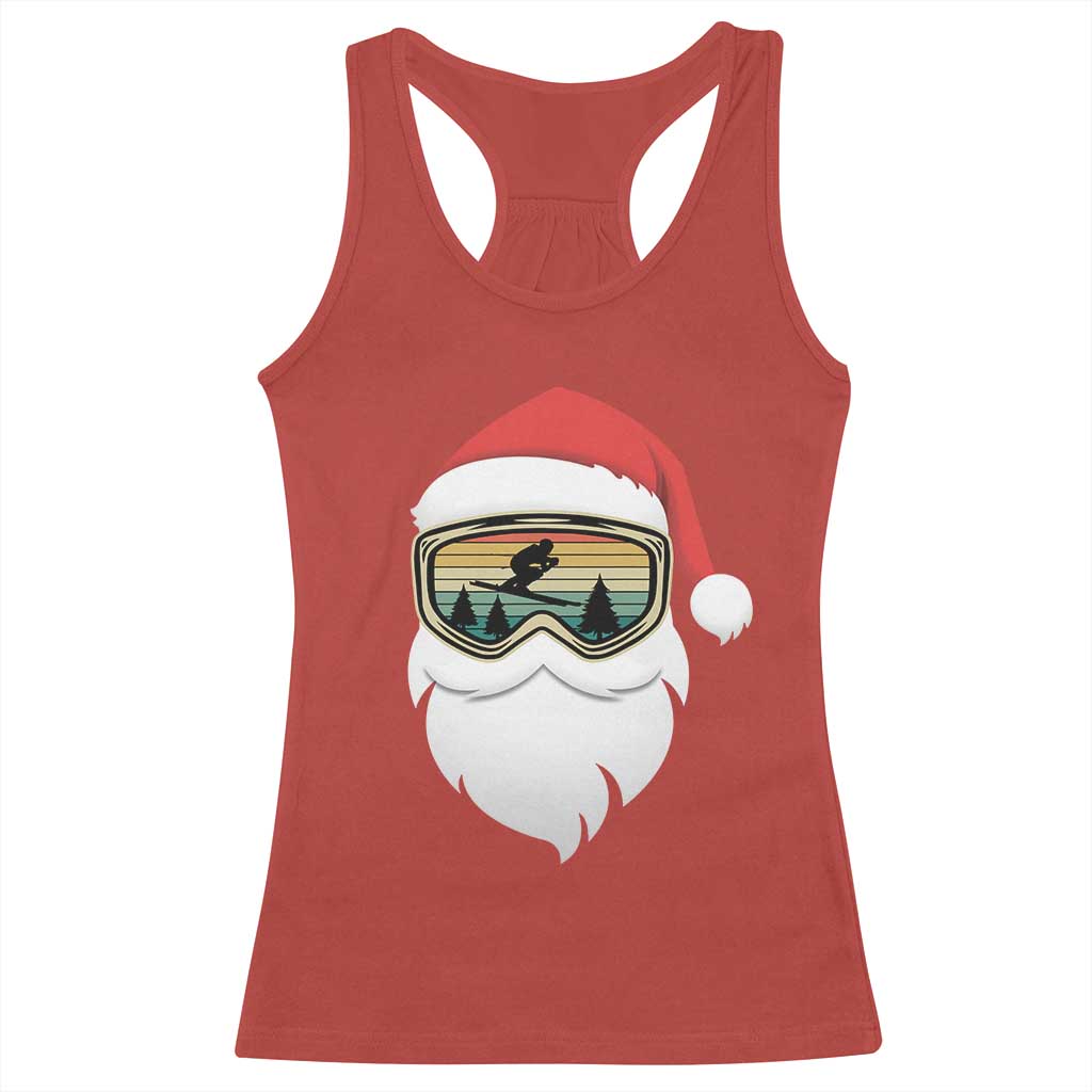 Funny Ski Christmas Winter Sport Skiing Santa Hat Racerback Tank Top TS11 Red Print Your Wear