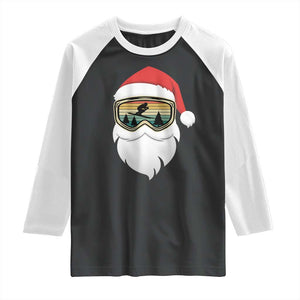 Funny Ski Christmas Winter Sport Skiing Santa Hat Raglan Shirt TS11 Black White Print Your Wear