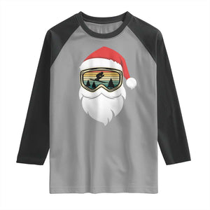 Funny Ski Christmas Winter Sport Skiing Santa Hat Raglan Shirt TS11 Sport Gray Black Print Your Wear