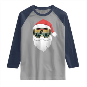 Funny Ski Christmas Winter Sport Skiing Santa Hat Raglan Shirt TS11 Sport Gray Navy Print Your Wear