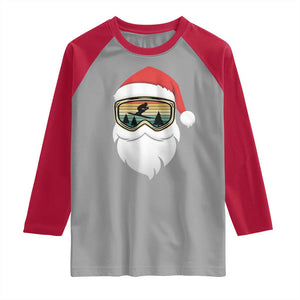 Funny Ski Christmas Winter Sport Skiing Santa Hat Raglan Shirt TS11 Sport Gray Red Print Your Wear