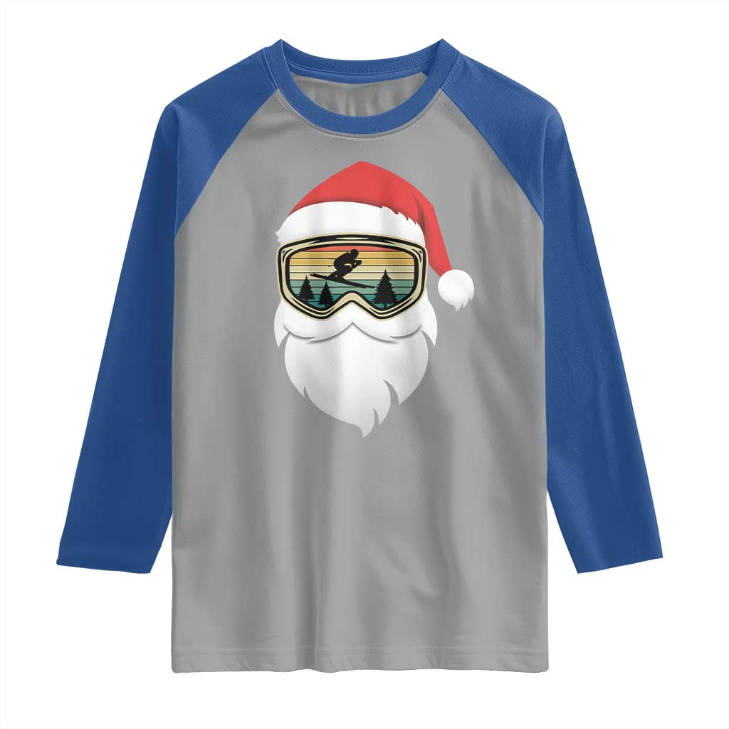 Funny Ski Christmas Winter Sport Skiing Santa Hat Raglan Shirt TS11 Sport Gray Royal Print Your Wear