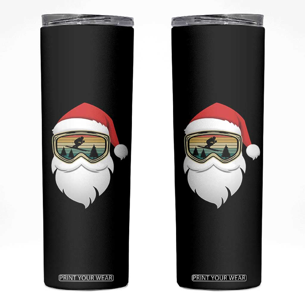 Funny Ski Christmas Winter Sport Skiing Santa Hat Skinny Tumbler TS11 Black Print Your Wear
