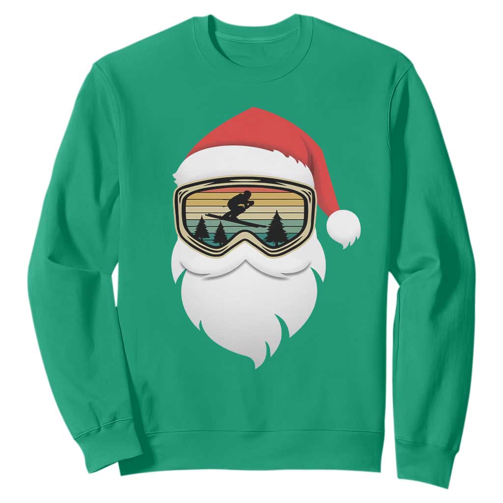 Funny Ski Christmas Winter Sport Skiing Santa Hat Sweatshirt TS11 Irish Green Print Your Wear