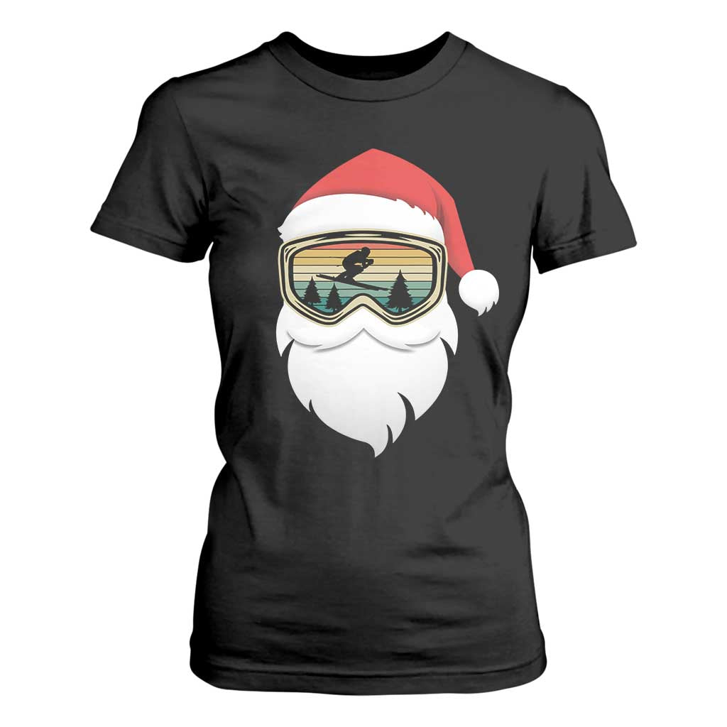 Funny Ski Christmas Winter Sport Skiing Santa Hat T Shirt For Women TS11 Black Print Your Wear