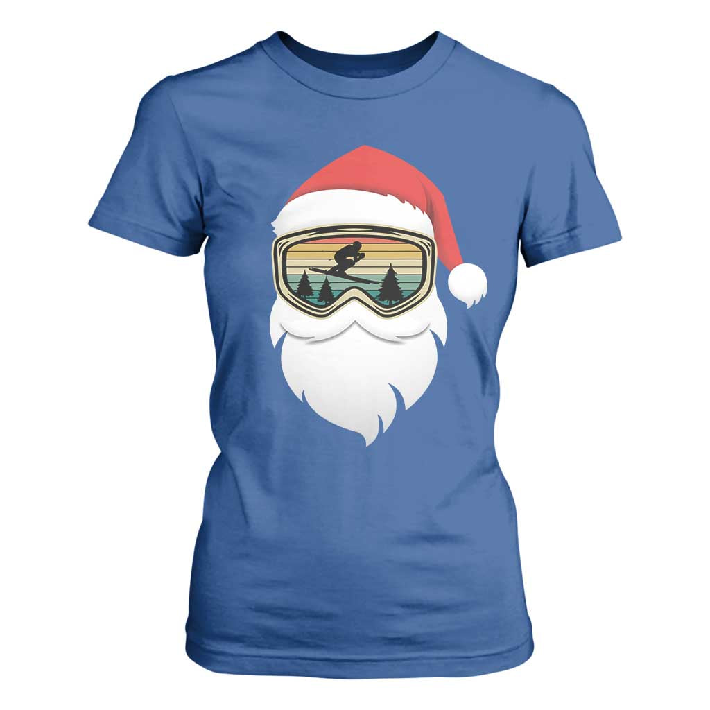 Funny Ski Christmas Winter Sport Skiing Santa Hat T Shirt For Women TS11 Royal Blue Print Your Wear