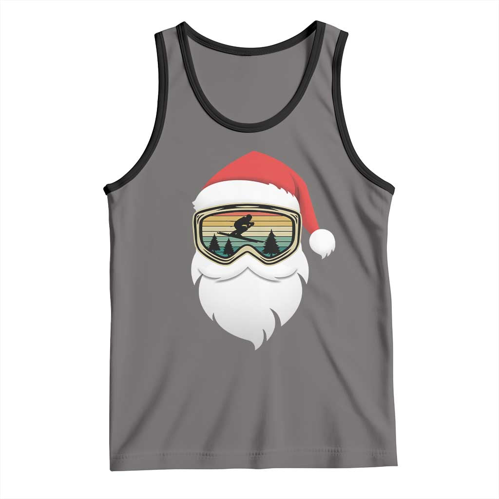 Funny Ski Christmas Winter Sport Skiing Santa Hat Tank Top TS11 Deep Heather Black Print Your Wear