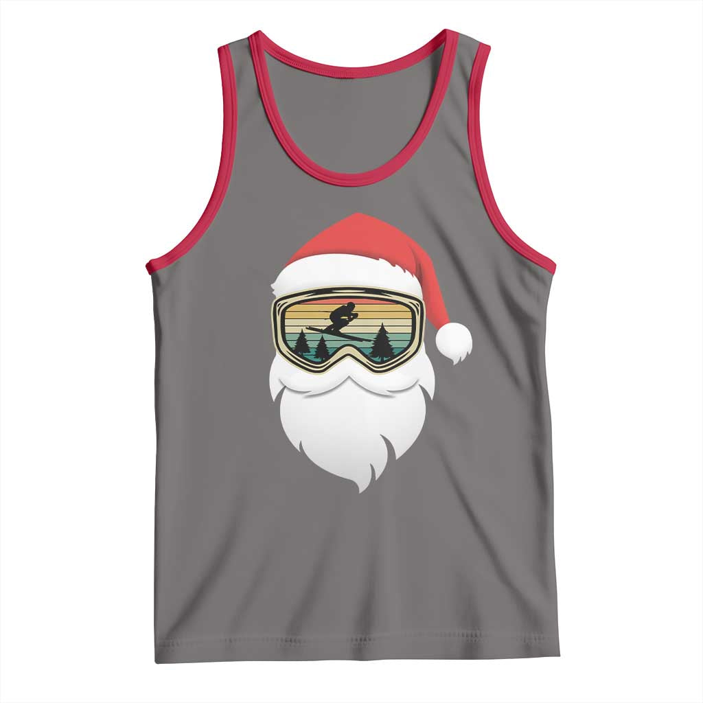 Funny Ski Christmas Winter Sport Skiing Santa Hat Tank Top TS11 Deep Heather Red Print Your Wear