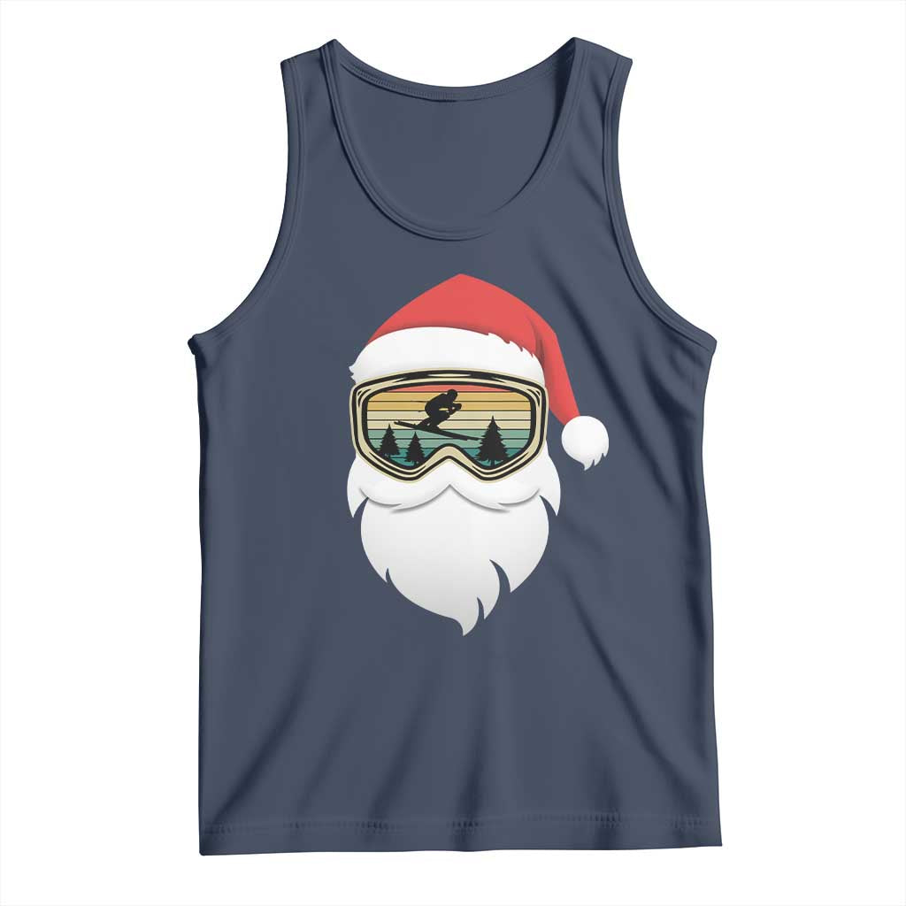 Funny Ski Christmas Winter Sport Skiing Santa Hat Tank Top TS11 Navy Print Your Wear