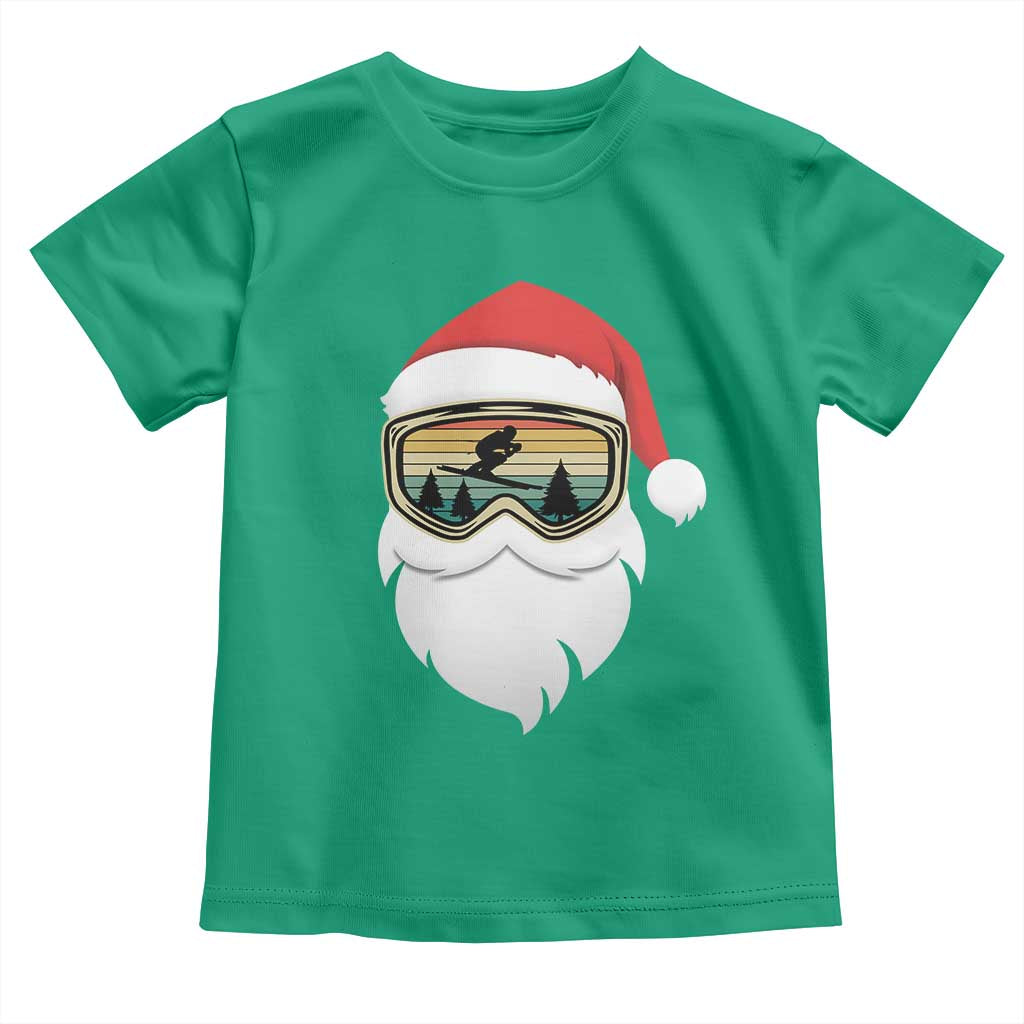 Funny Ski Christmas Winter Sport Skiing Santa Hat Toddler T Shirt TS11 Irish Green Print Your Wear