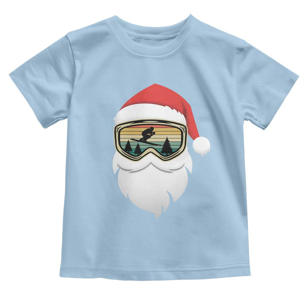 Funny Ski Christmas Winter Sport Skiing Santa Hat Toddler T Shirt TS11 Light Blue Print Your Wear