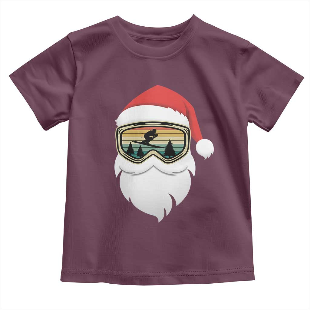 Funny Ski Christmas Winter Sport Skiing Santa Hat Toddler T Shirt TS11 Maroon Print Your Wear
