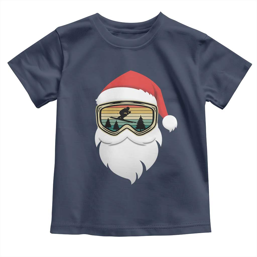 Funny Ski Christmas Winter Sport Skiing Santa Hat Toddler T Shirt TS11 Navy Print Your Wear