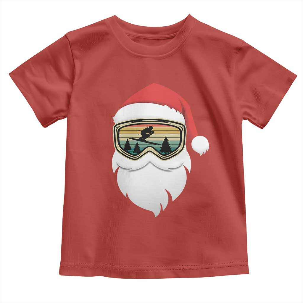 Funny Ski Christmas Winter Sport Skiing Santa Hat Toddler T Shirt TS11 Red Print Your Wear
