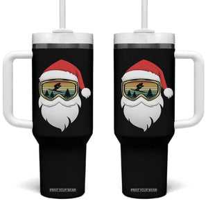 Funny Ski Christmas Winter Sport Skiing Santa Hat Tumbler With Handle TS11 One Size: 40 oz Black Print Your Wear