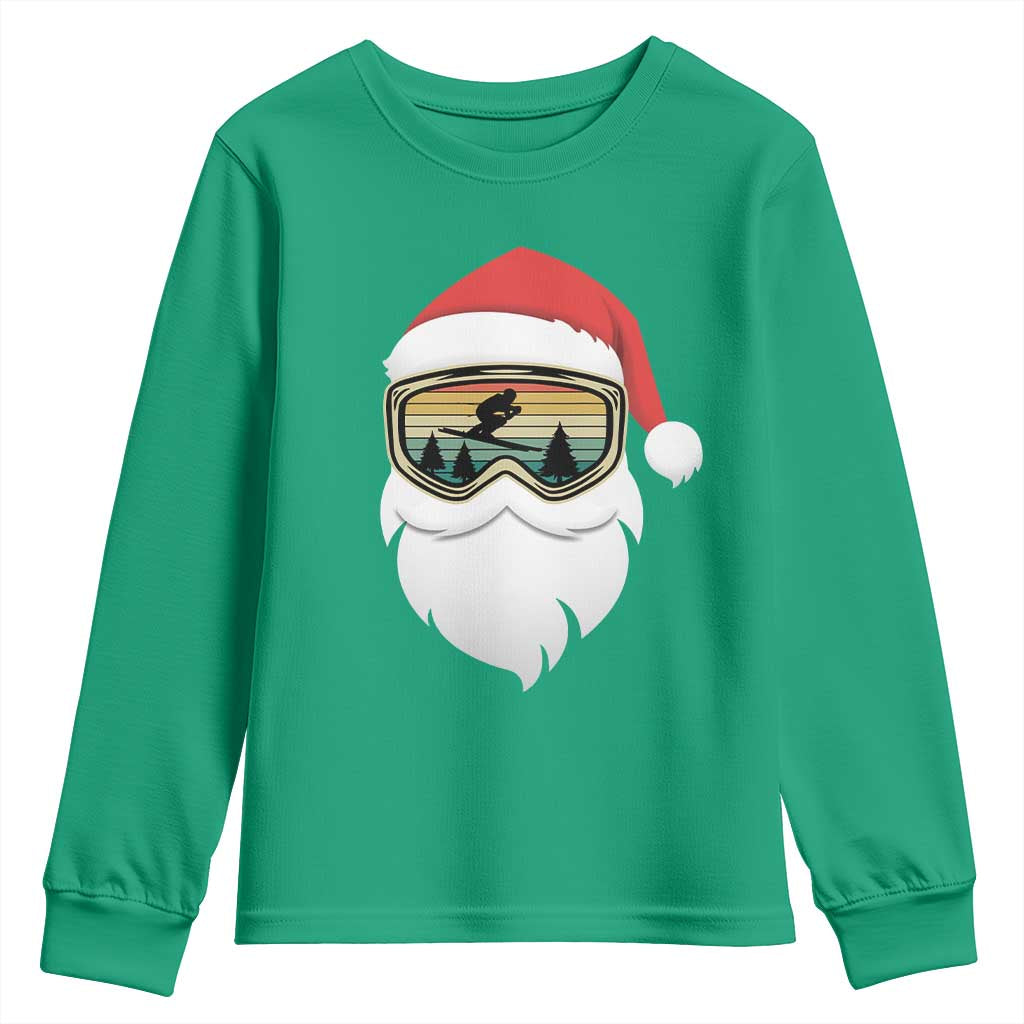 Funny Ski Christmas Winter Sport Skiing Santa Hat Youth Sweatshirt TS11 Irish Green Print Your Wear