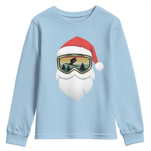 Funny Ski Christmas Winter Sport Skiing Santa Hat Youth Sweatshirt TS11 Light Blue Print Your Wear